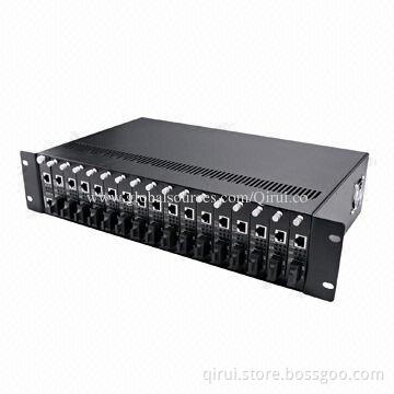 17 slots 10/100M managed fiber media converter rack chassis with single power supply, 220V